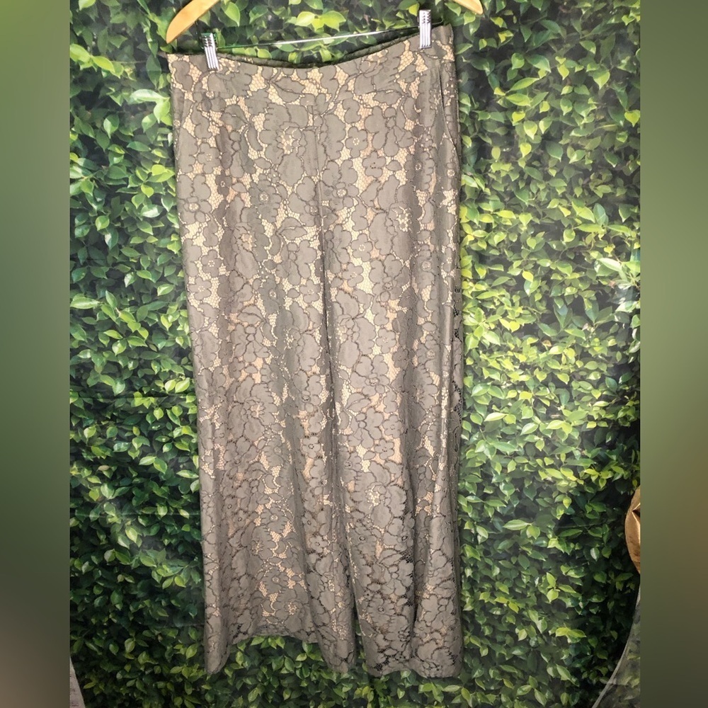 Anthropologie Feather Bone Elegant Gray Lace Pants - Picture 2 of 16